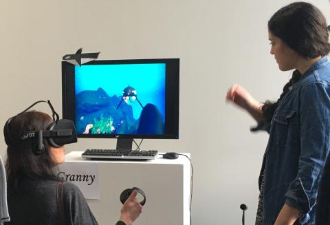 Students working with VR